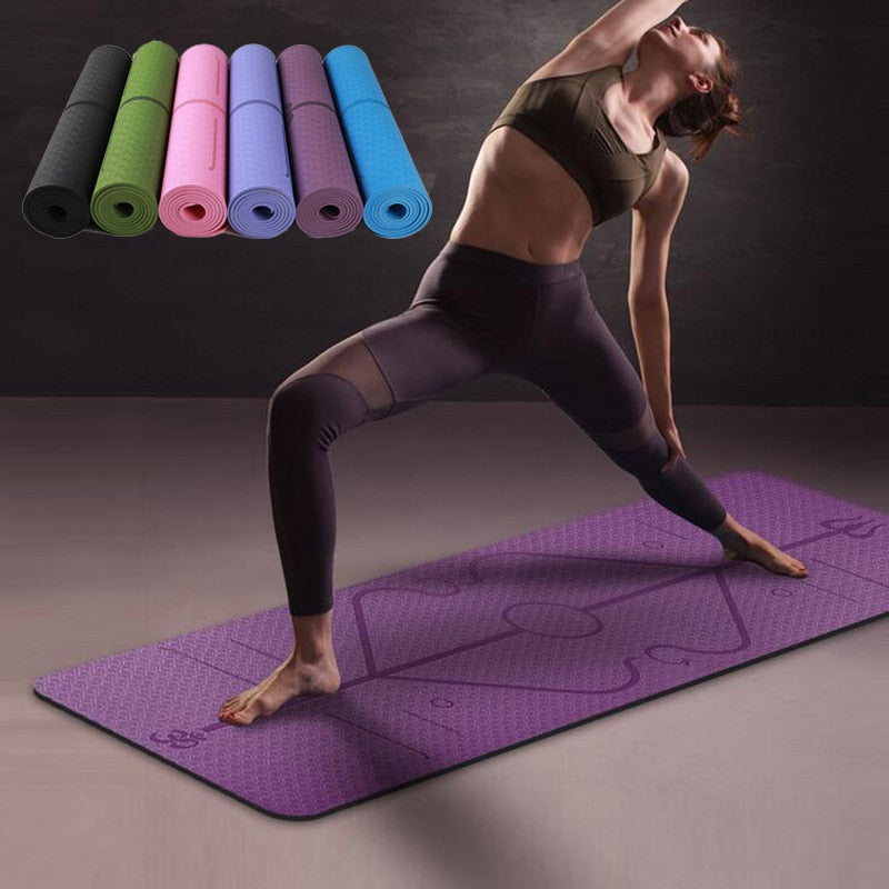 Non Slip TPE Yoga Mat Position Line Beginner BapMagic