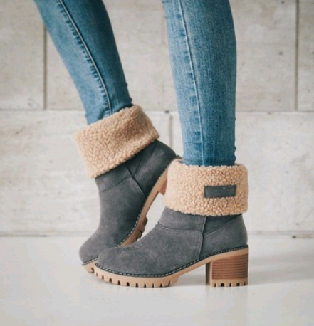 Mid-Tube Thick Heel Suede Snow Boots BapMagic