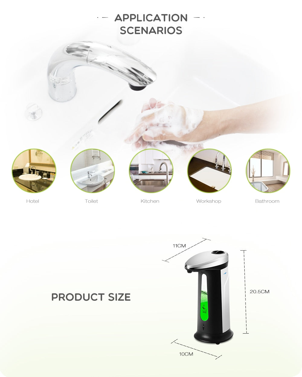 Automatic Liquid Soap Dispenser Smart Sensor Touchless 400Ml BapMagic