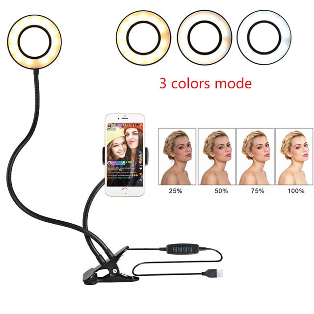 LED Selfie Ring Light for Live Adjustable Makeup Light-8cm Stand BapMagic