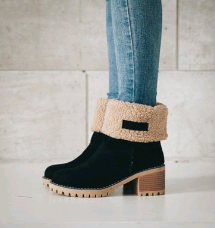 Mid-Tube Thick Heel Suede Snow Boots BapMagic