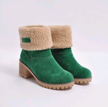 Mid-Tube Thick Heel Suede Snow Boots BapMagic