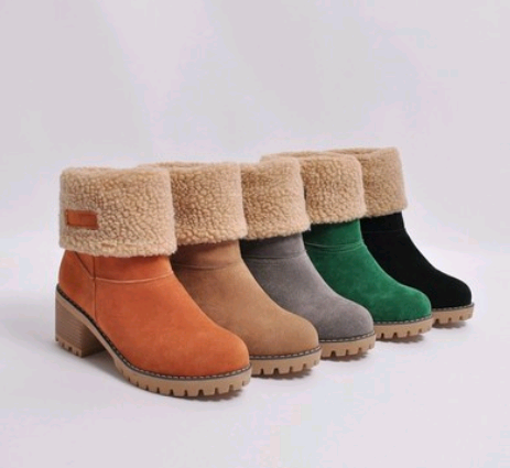 Mid-Tube Thick Heel Suede Snow Boots BapMagic