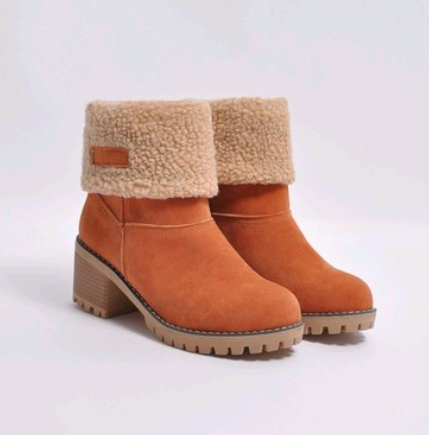 Mid-Tube Thick Heel Suede Snow Boots BapMagic