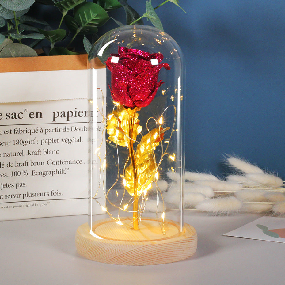 Eternal Rose Flowers LED Light In Glass BapMagic