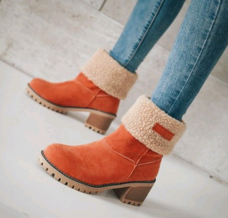 Mid-Tube Thick Heel Suede Snow Boots BapMagic