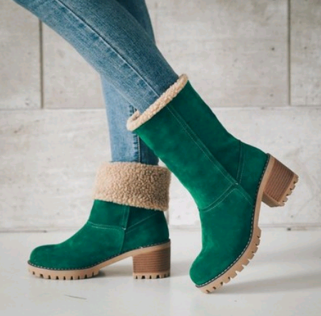 Mid-Tube Thick Heel Suede Snow Boots BapMagic