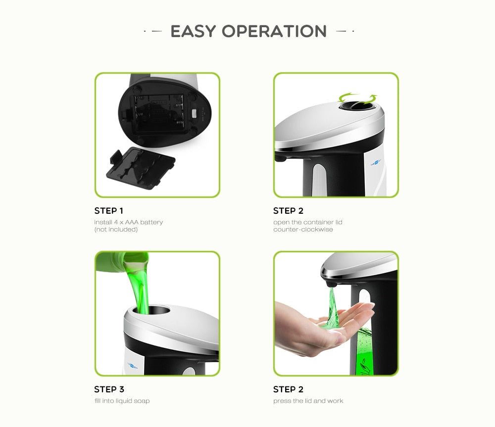 Automatic Liquid Soap Dispenser Smart Sensor Touchless 400Ml BapMagic