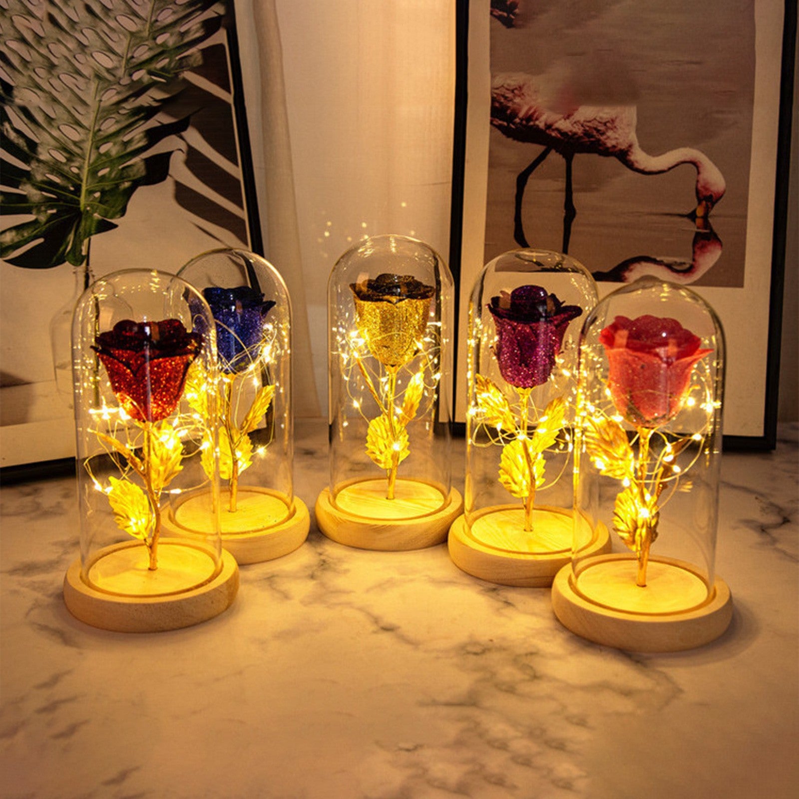 Eternal Rose Flowers LED Light In Glass BapMagic