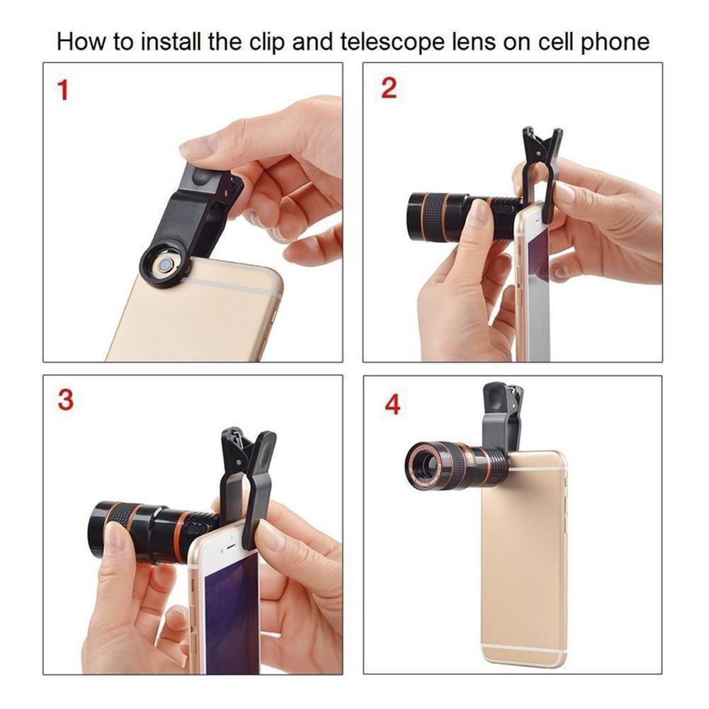 HD 8X Clip On Optical Zoom Telescope Camera Lens For Universal Mobile Cell Phone BapMagic