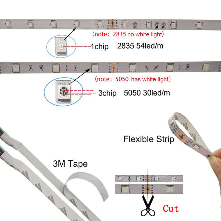 RGB 5050 Flexible Led Strip Lights SMD 12V DC BapMagic