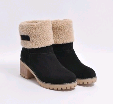 Mid-Tube Thick Heel Suede Snow Boots BapMagic