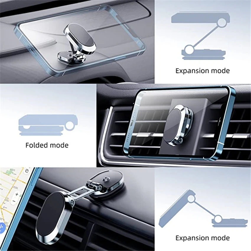 Rotate Metal Magnetic Car Phone Holder Foldable Universal Mobile Phone Stand Air Vent Magnet Mount GPS Support BapMagic